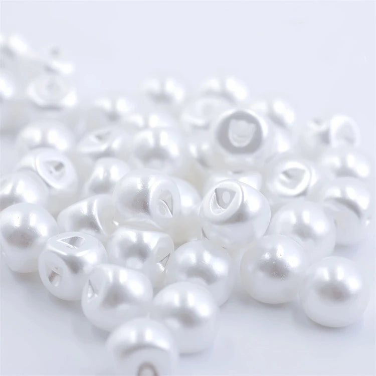 Hisenlee 6 Size White/Ivory Sewing Buttons 6mm 8mm 9mm 10mm 12mm 14mm Side Hole Plastic Pearl Acrylic Buttons for Garment