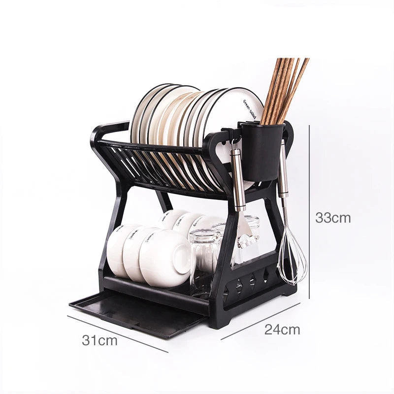 New Dish Rack Kitchen Storagetableware Plastic Bowl Rack Water Filter Rackhousehold Double-layer Multi-functional Storage Rack
