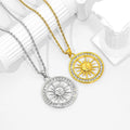 Wholesale Joyas Jewelry Custom  Stainless Steel Sun Pendant Necklace Crystal Pearl Inlay Twist Chain Charm Necklace