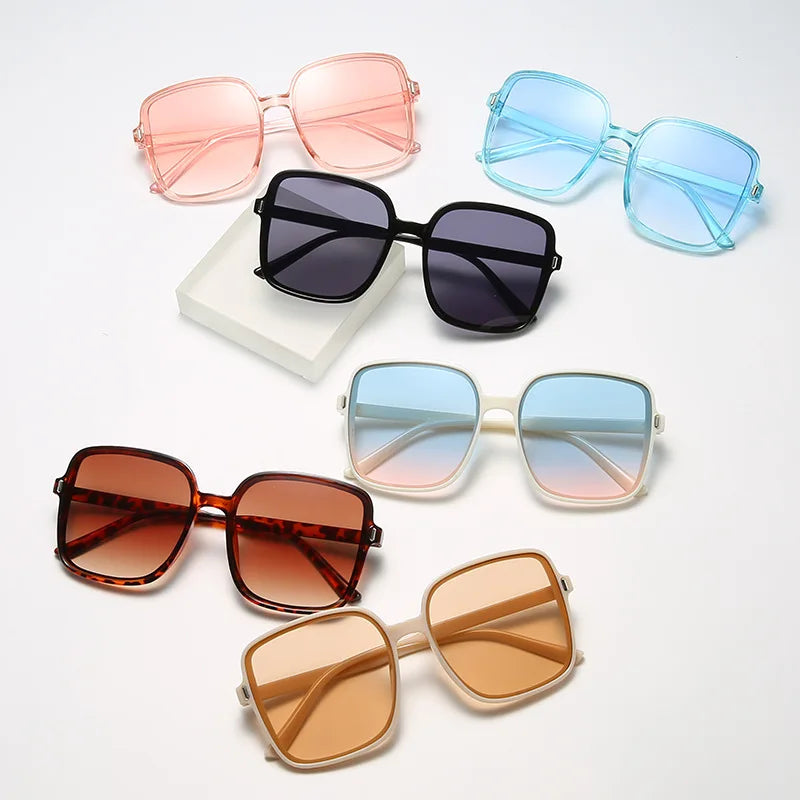 2255 Rice Nail Large square Frame Gradient Color New Sunglasses for Women Trend UV protection Retro Sun Glasses