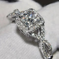 CAOSHI Exquisite Bling Square Design White/Pink/Blue 3A Zircon Band Rings for Luxury Wedding Silver Plated CZ Rings Jewelry OEM