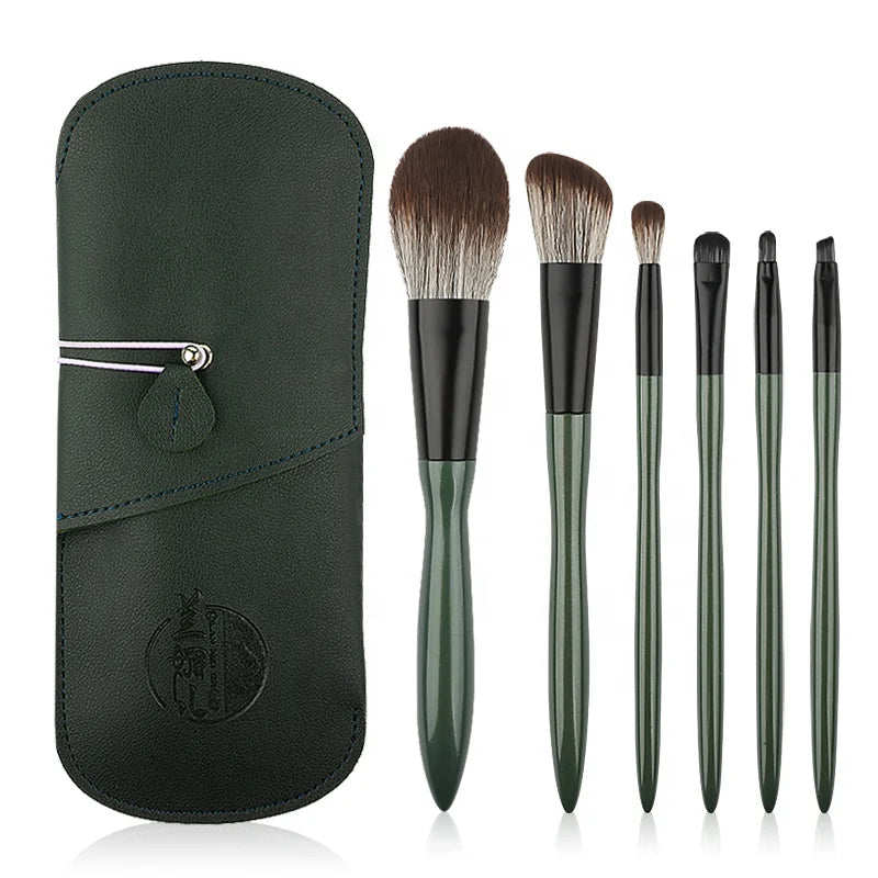 Personalised Mini Synthetic Vegan Professional Luxury Custom Logo Private Label Wood Handle 6-Piece Travel-Friendly Makeup Brush