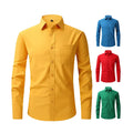 RNSHANGER Men's Casual White Black V-neck Anti-Wrinkle Regular Fit Long Sleeve Polyester Business Formal Dress Shirts for Autumn
