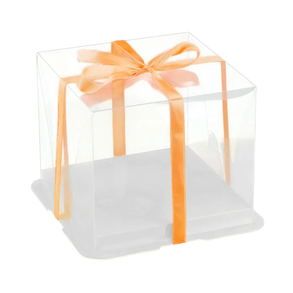 Wholesale Tall Transparent Plastic Transparent Cake Box Square Wedding Popular Bakery Cake Packaging Box