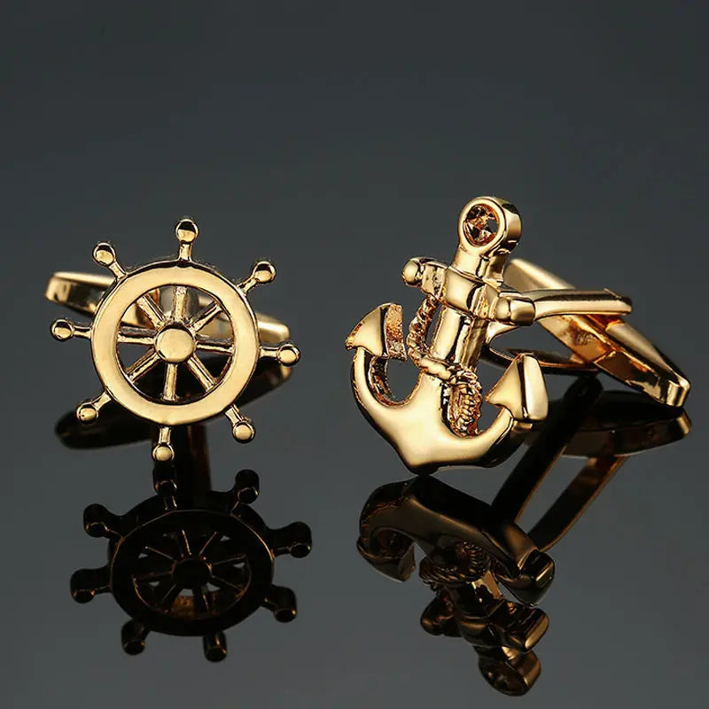Anchor Golden Supplier Cufflinks for Men Engagement Mens Stainless Steel Cufflink Blank French Shirt With Cufflinks