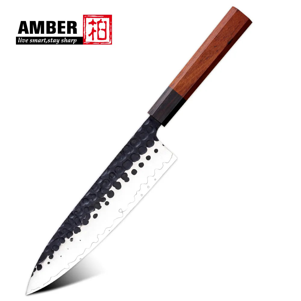 Hot Sales 8inch High Carbon Steel Hammered Japanese Chef Knife with Premium Mkuruti Wood Handle