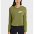Wholesale Custom Logo Ladies Gym Top Nylon Spandex Long Sleeve Workout Wear Quick-Drying Fitness Apparel for Women in Plus Sizes