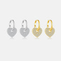 FUAMAY Fashion 925 Sterling Silver Love's Hoop Earrings Gold Plated Heart Pendant Earrings Big Heart Earrings