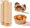 Customizable Biodegradable Kraft Salad Paper Cup Fast Food Packaging Bowl for Noodles Hamburgers Single Wall Embossing Printing