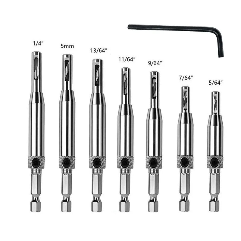 HSS Self-Centering Hinge Drill Bit Set for Door Window Cabinet Woodworking Targeting Hole Puncher Wood Reaming Tool Bits