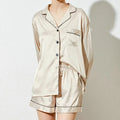Fung 6002  China Satin  Pajamas Sleeping  Robe for Women Champagne Silk Pajama Sets