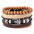Vintage Handmade Beaded Wrap Bracelets 4pcs Fashion Jewelry for Men for Party or Gift
