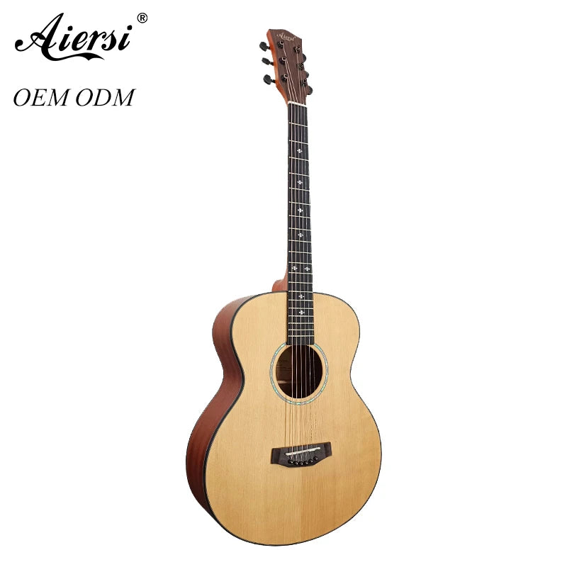 Aiersi Factory Price Solid Spruce Top Mahogany Back&Side 40 Inch Acoustic Guitar  Folk Guitar for Sale