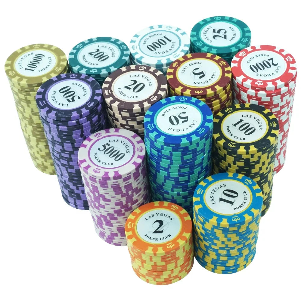 2 Tone Clay Poker Chips 14g 40mm Las Vegas Crowns Casino Chips Custom Number Stickers for Casino Poker Club Gambling Game