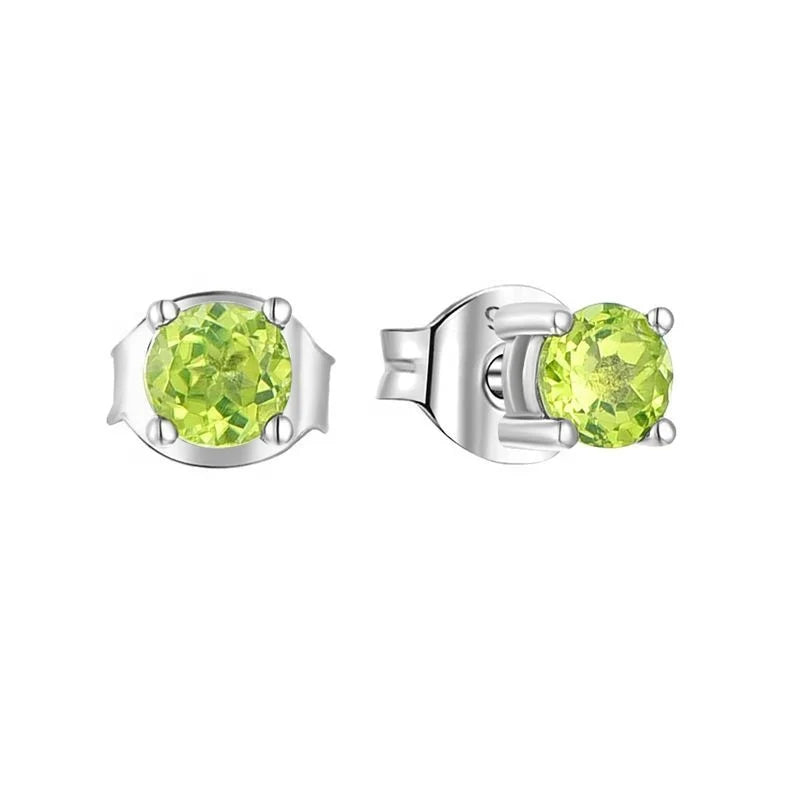Cz Silver 925 Sterling Silver Single Diamond Custom Color Single Stone Cubic Zircon Stud Earrings for Women Wedding Jewelry