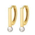 Wholesale Fashion Jewelry 925 Sterling Silver Geometry Natural Freshwater Pearl Gold Plated Hoop Earring Jewelry for Women