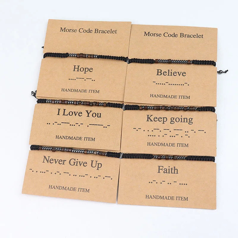 Wholesale Natural Stone Morse Code Bracelet Healing Gemstone Resizable Bracelets for Gift