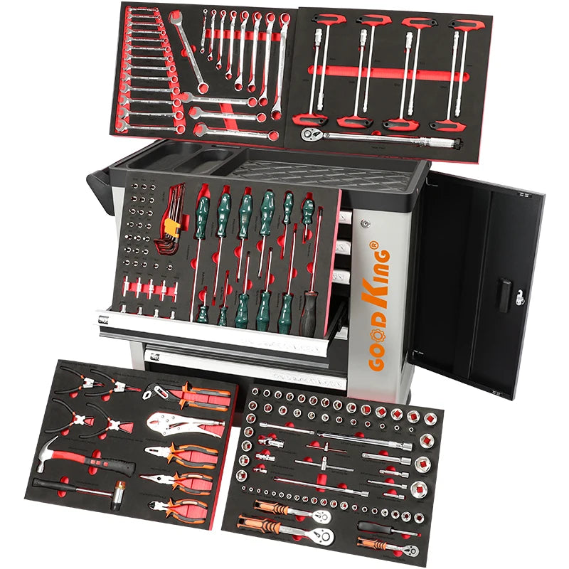 Srunv 421 Pcs Trolley Workshop Cheap Metal Movable Tool Chest Rolling Tool Set Box 7 Drawer Mechanics Tool Cabinet for Car