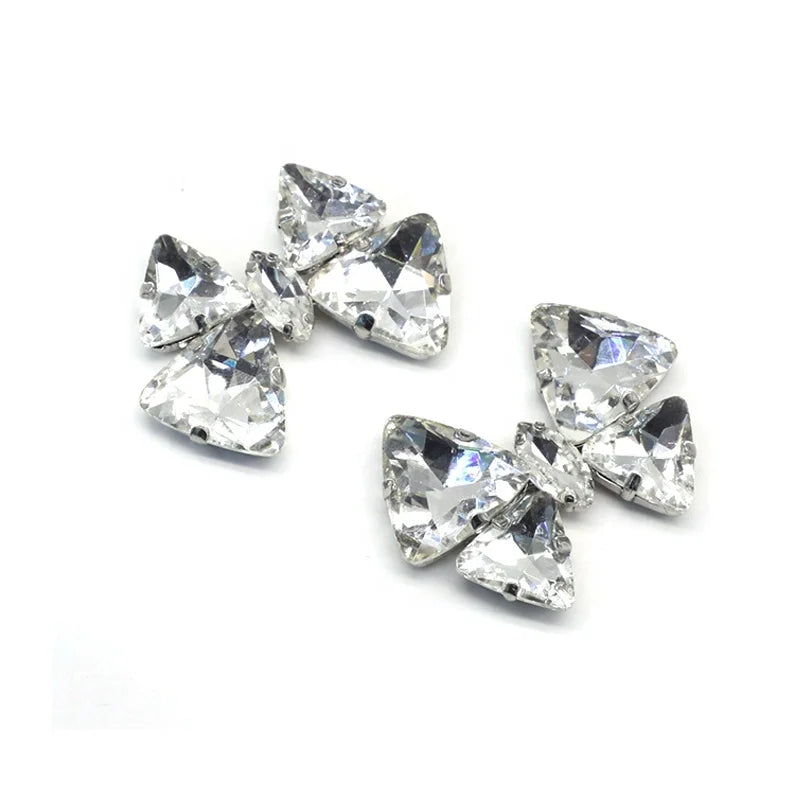 Women's High Heel Shoe Clips Lady Wedding Shoes Accessories with Motif Rhinestones Glass Material