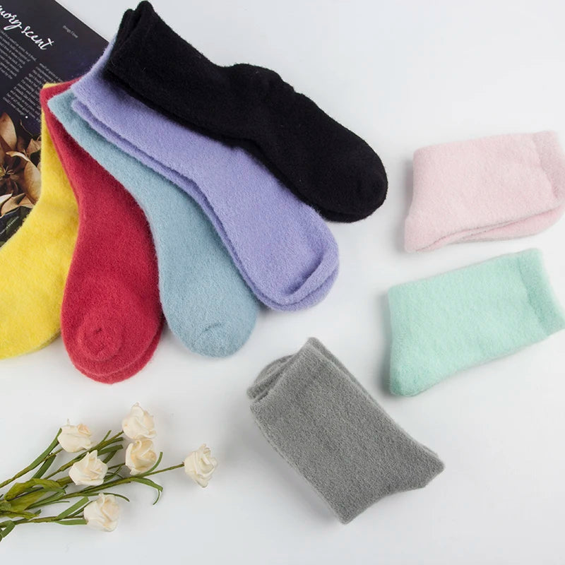 Winter Solid Colored Custom Anti-Slip Breathable Knitted Casual Thick Kids Socks for School
