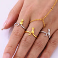 G3917 Wholesale Stainless Steel Old Plated Cat Ring Cat Open Index Finger Animal Ring Fashion Jewelry for Women