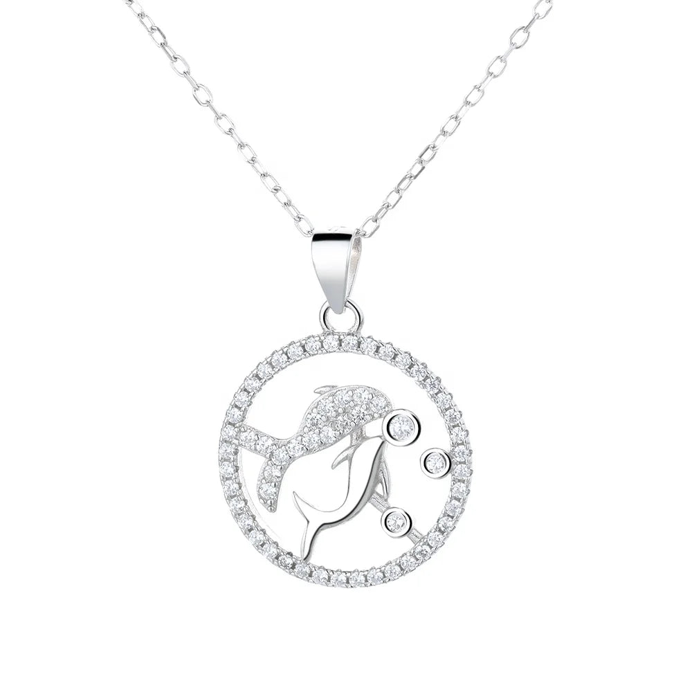 2020 New Fashion Sterling Silver 925 Pendant Pisces Zodiac Necklace Pendant