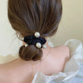 New Fashion Trend Women and Girl Pearl Cloth Hair Loop Hot-sale Small Fragrance Hair Rope Versatile Vintage Hair Accessories
