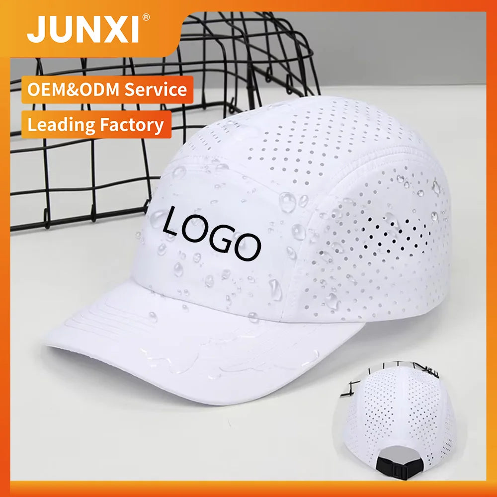 Custom Printing Logo Nylon Camping Hat With Laser Cut Holes for Breathability Running Hiking Outdoor Sports Cap Wholesale Cap