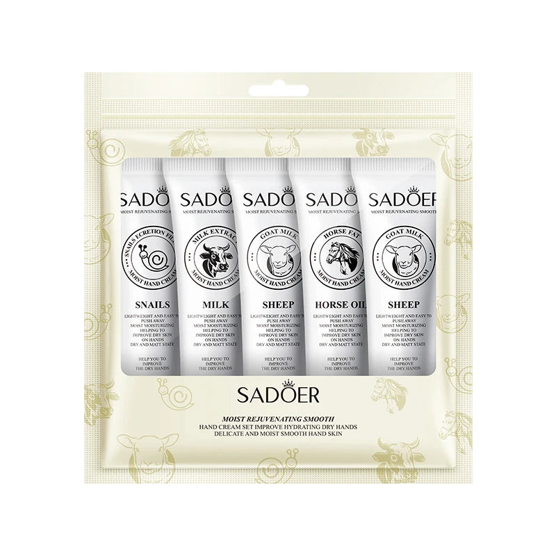 Wholesale Cosmetic SADOER Nourishing Goat Milk Horse Oil Snail Refreshments Hand Cream