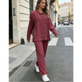 Custom Logo Summer Women's Casual Suit High Waist Wide Leg Trousers Two Piece Set Women's Clothing