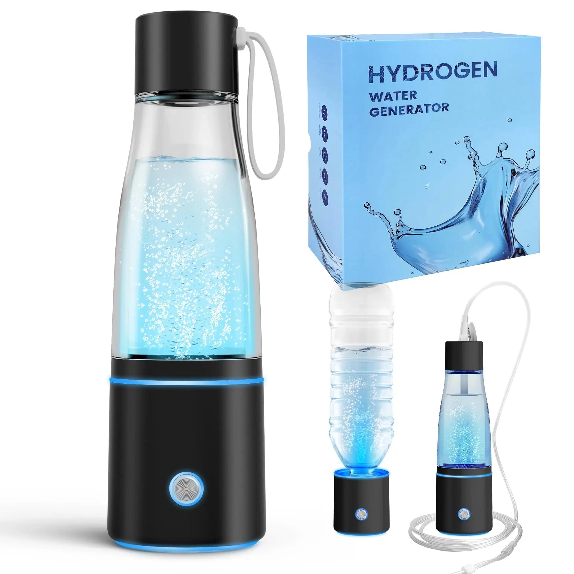 Hydrogen Water Generation Bottle Outdoor Hydrogen Water Bottle USB Recharge 200ml Hydrogen Water Generator with H2 Inhaler