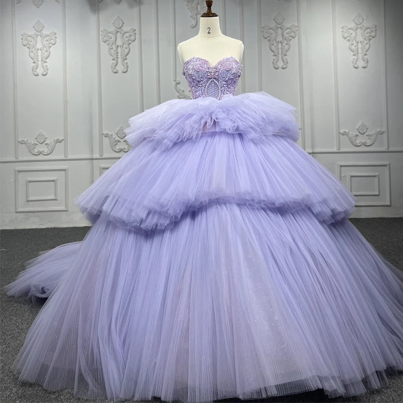 9906 New Long Purple Banquet Temperament Banquet Dress Prom Party Sleeveless Lace up Evening Dresses