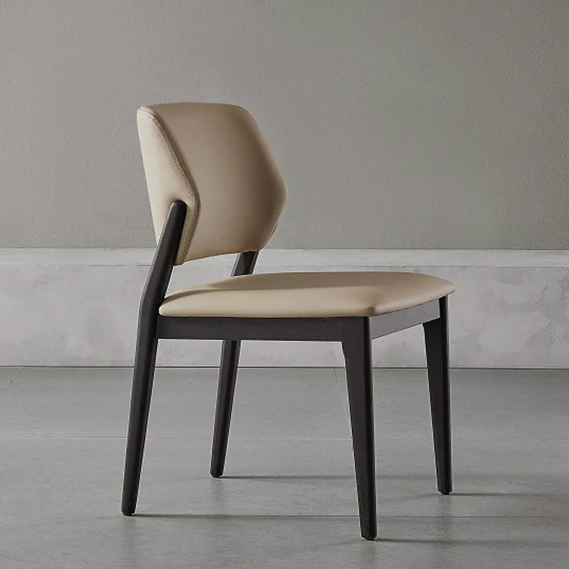 Antique Dining Chair with High Back Vintage PU Leather Wood Seat Farmhouse Accent for Home Living and Dining Rooms