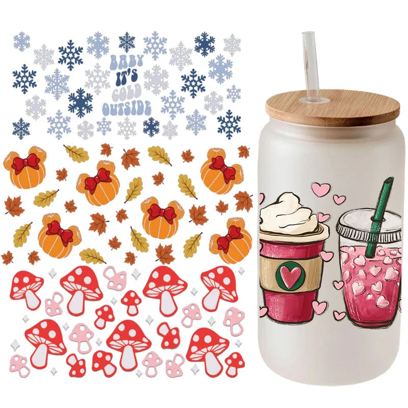 Wholesale Cup Wraps Sticker High Adhesive UV Cup Wrap Transfers Custom Design16 Oz UV Cup Wraps