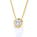 Classic Simple 14K Gold Plated Single Cz Zircon Simulated Solitaire Diamond Sterling Silver 925 Jewelry Wedding Bridal Necklace