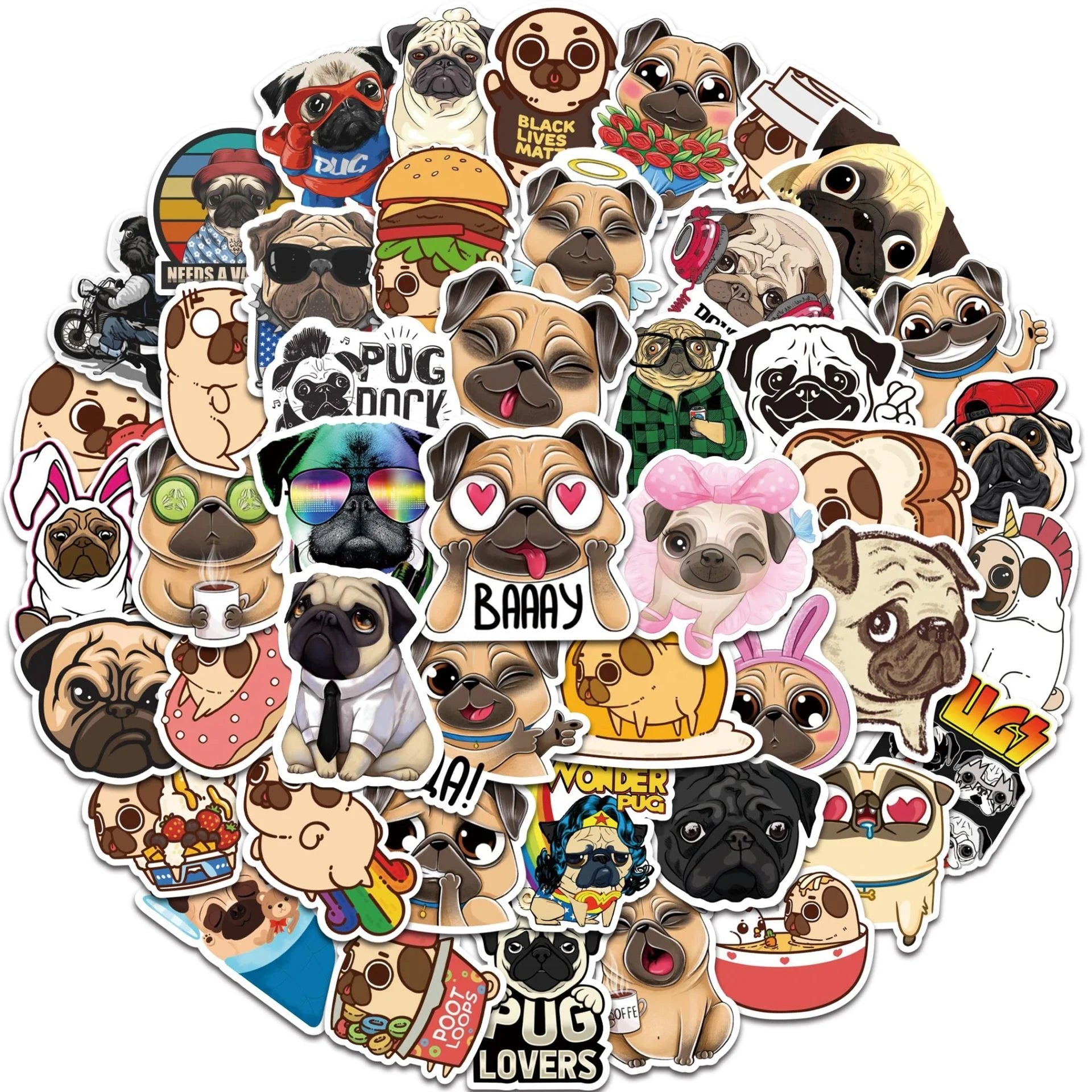 50Pcs Cute Kawaii Shar Pei Dog Animal Sticker Label for Girl Notebook Table Bottle Skateboard Luggage Laptop Stickers
