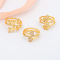 Jxx Wholesale Flower/ Butterfly/ Leaves Shape 24K Gold Plated Brass Jewelry With Zircon Woman Fashion Triple Rings for Female