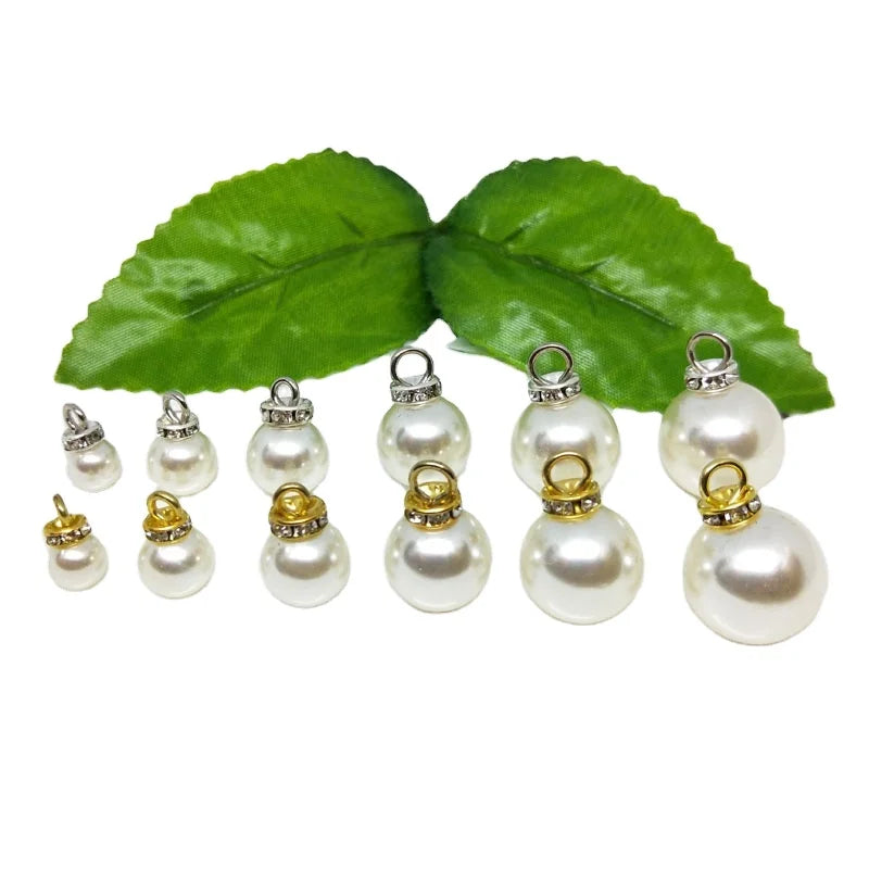 8mm to 25mm Handmade Loose Pearls Bulk DIY Headwear Bag Crystal Diamond Hook Necklace Gold Silver Ring Round Plastic ABS Pearls