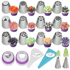 HY 27pcs/set Russian Piping Tips Set for Cake Decorating Tools Kit