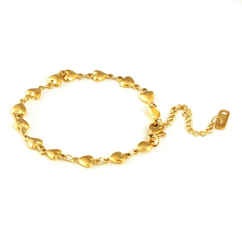 Wholesale Fashion Stainless Steel Bracelets Gold Plated Heart Chain Bracelet for Women