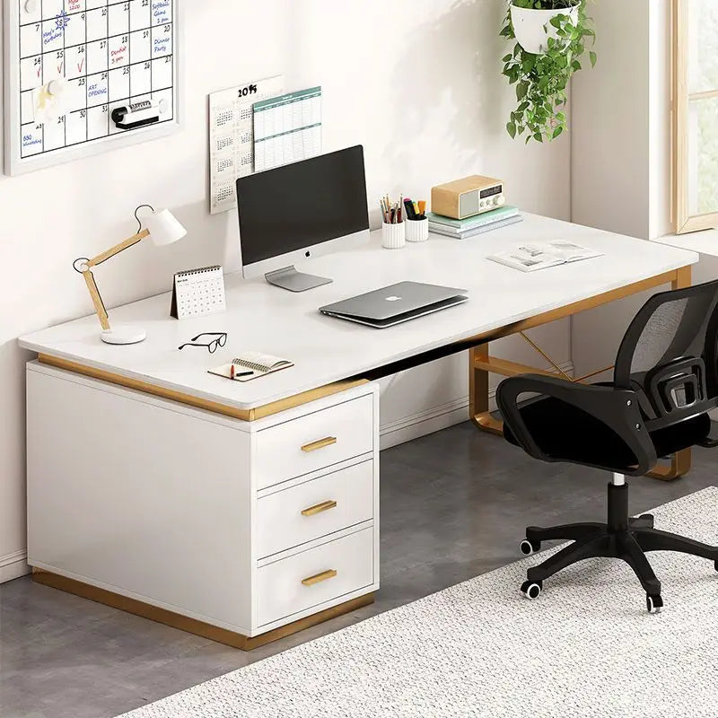 Computer Desk Desktop Household Modern Office Desk Minimalist with Drawers Chair Combination Bedroom Student Study d