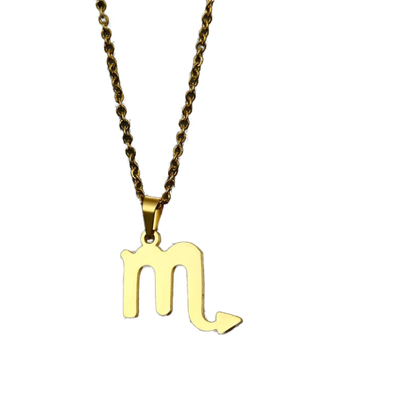 Rinhoo Stainless Steel Star Zodiac Sign Necklace 12 Zodiac Pendant Necklace Women Chain Necklace Men Jewelry Sets Gifts