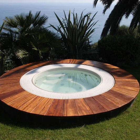 Sunrans Round Hot Tub 6 Person Outdoor Backyard Balboa whirlpool Spa Bathtubs with 57 Jets