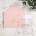 Elegant Pink Velvet Frosted Acrylic Invitations Gold Flower Handmade Wedding Quinceanera Invitation Set