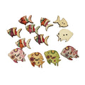 Custom Retro Effect Two Holes Fish Shaped Two Holes Vintage Wood Buttons for Diy Craft
