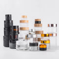 New Style Green Amber Empty Glass Travel Face Cream Cosmetic Jars Packaging Container With Lids