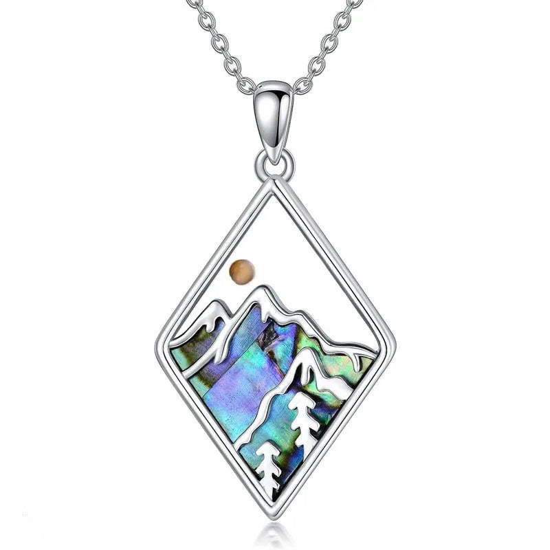 Mustard Seed Necklace Rhomboid Colorful Mountain Pendant Necklace Women Mustard Seed Faith Jewelry Inspirational Christian Gifts