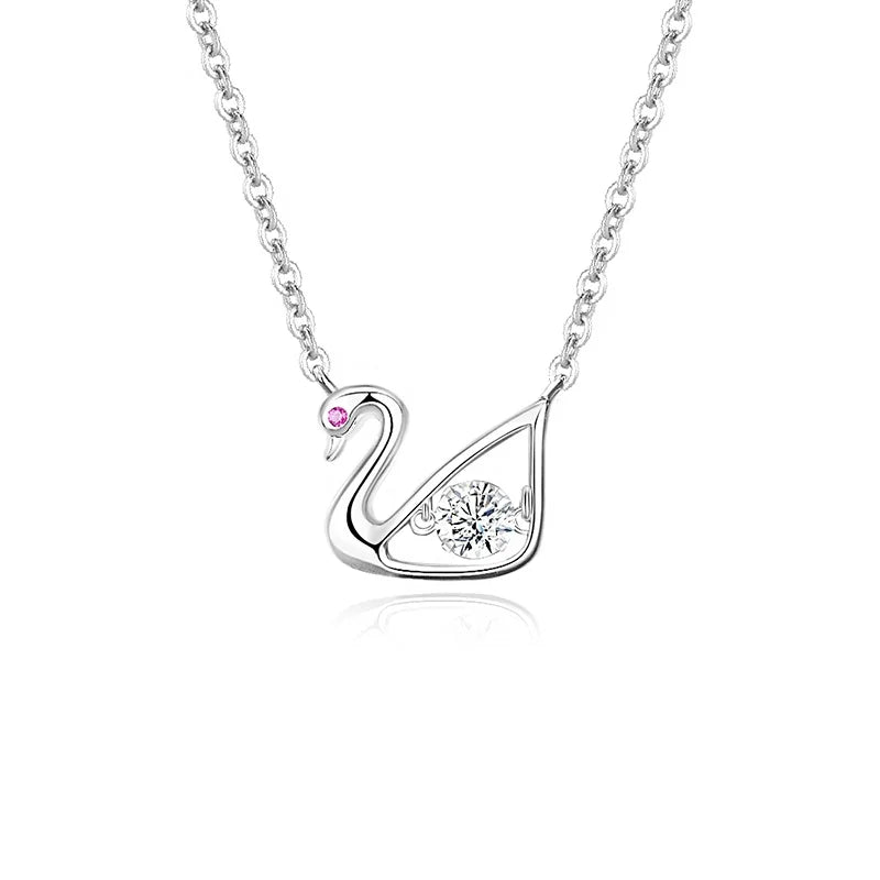 MN03 925 Sterling Silver Luxury Designer Fine Jewelry VVS D Color Moissanite Swan Pendant Necklace for Women Trending