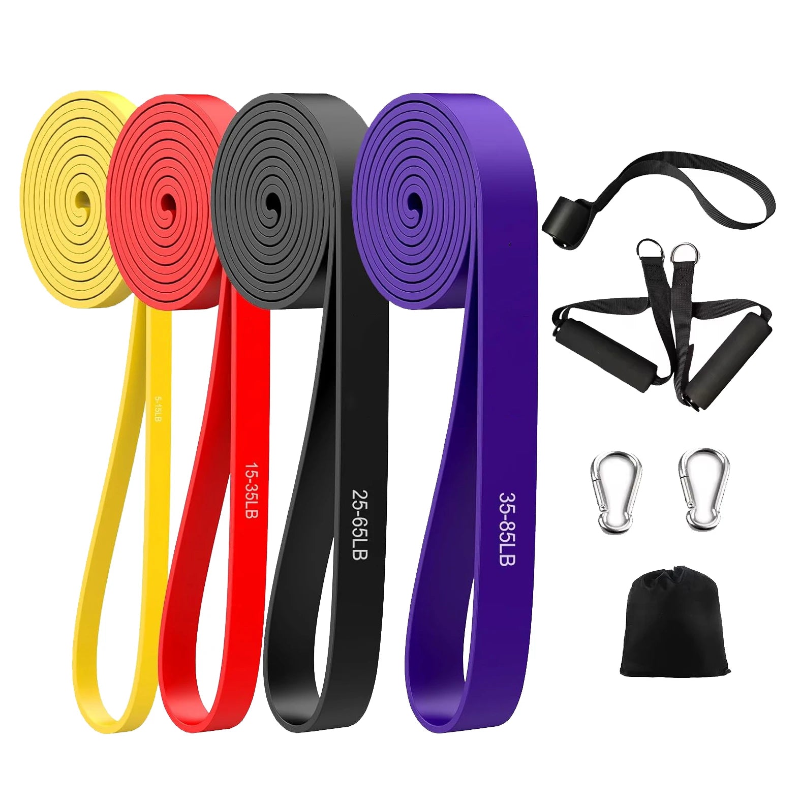 2024 Hot Sale 4 Pieces Set of Natural Latex Door Anchor Resistance Bands With Handles Fitness Exercise Workout Bands Set