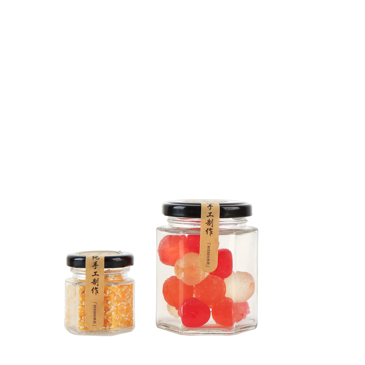 Wholesale Hexagonal 180ml 380ml 730ml Glass Bottles Food Honey Glass Jar with Hard Foam Cork for Candy Honey MegaBDM